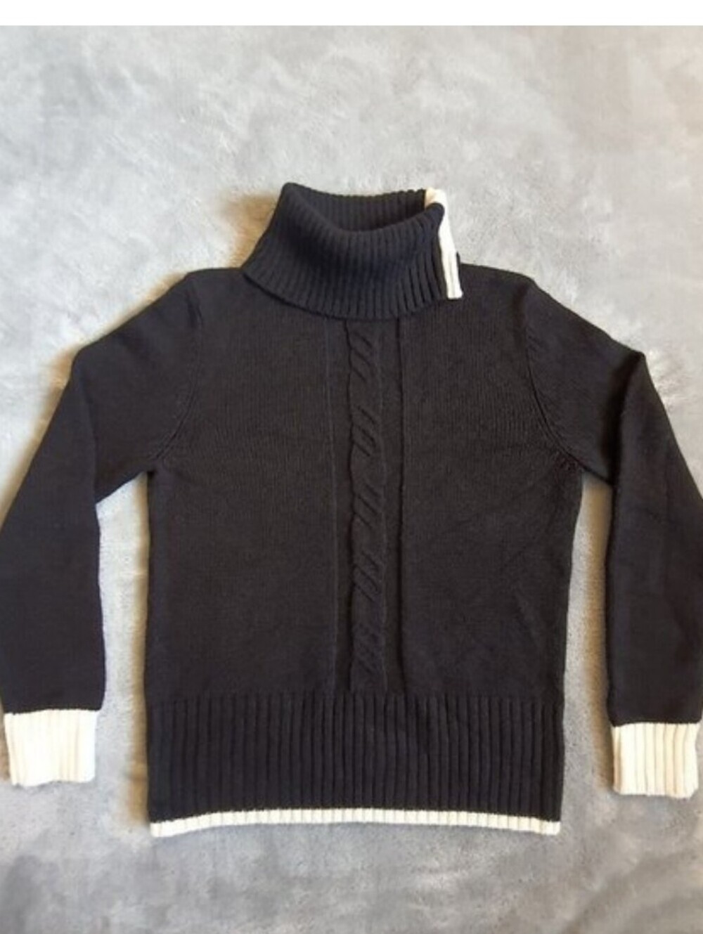 Vintage Nine & Co Sweater Womens Medium Black Turtleneck Ribbed Contrasting Trim
